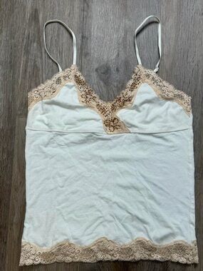 Abercrombie & Fitch Cream Camisole with Beige Lace Trim
